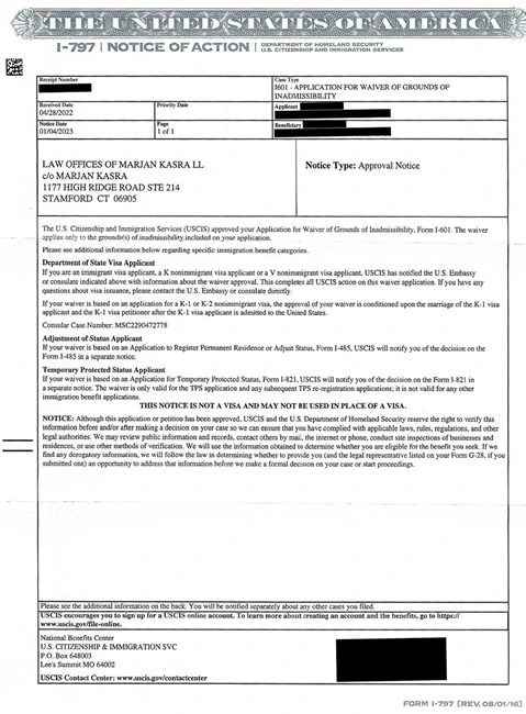 Aprobación de formularios I-130 e I-601