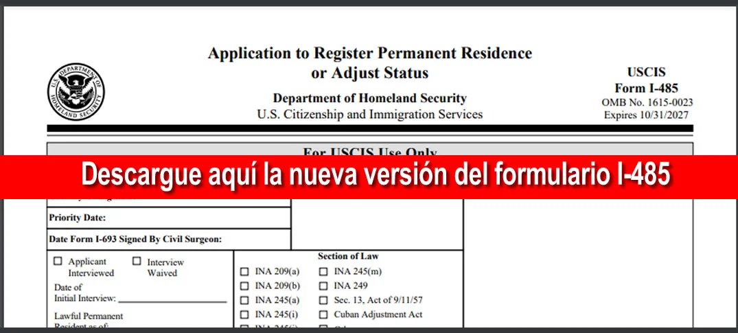  Nueva versión Formulario I-485