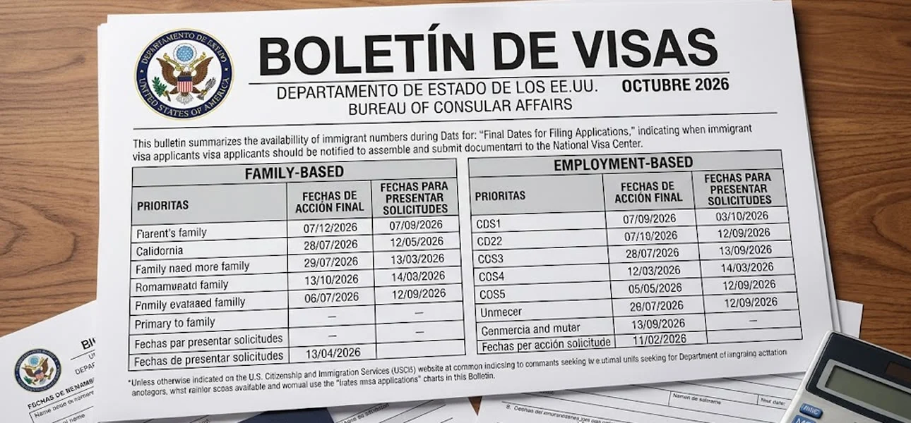 Boletín de Visas de octubre de 2026 con fechas de prioridad y categorías de inmigración